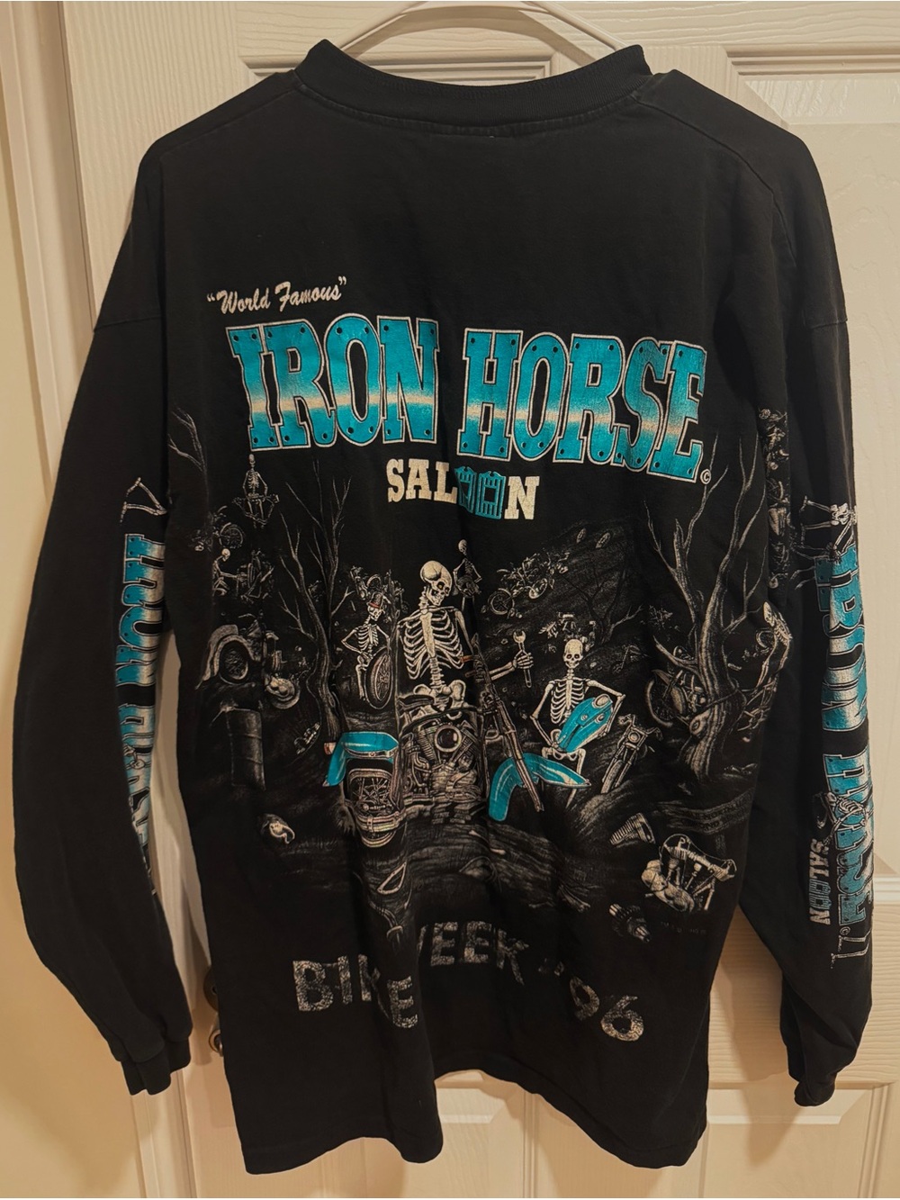 🔥VINTAGE 1996 Iron Horse Saloon Bike Week Long Sleeve Black Sz L Harley Davidson